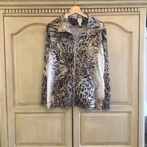 Zenergy by Chico’s Animal Print Zip-Up Jacket Size M